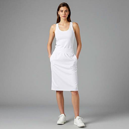 Stylish Woman in White Gym Outfit