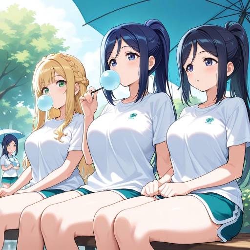 Outdoor Scene with Hair and Umbrellas