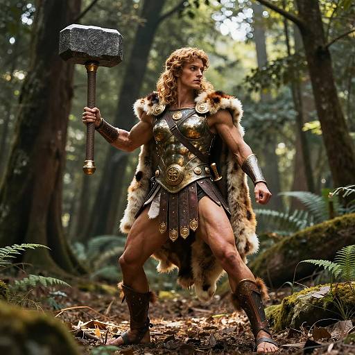 Mythical Meg Hercules in Forest Clearing