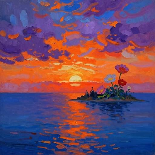 Surreal Van Gogh-Inspired Sunset Landscape