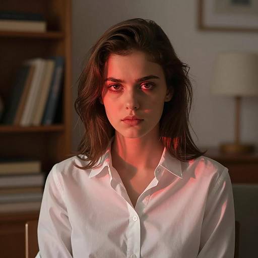 Intense Portrait in Dimly Lit Room