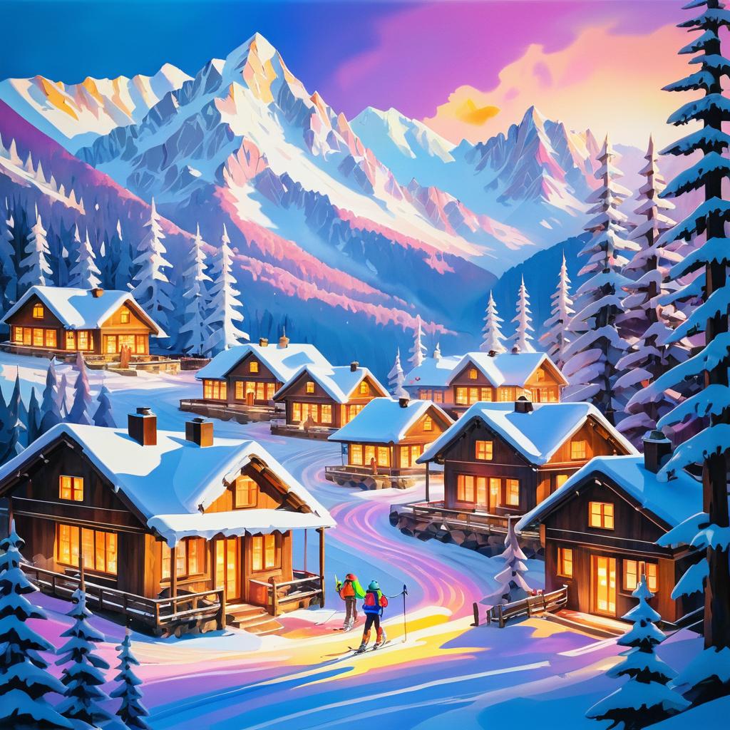 Vibrant Mountain Adventure Painting