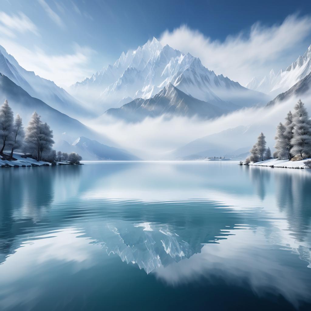 Tranquil Alpine Lake In Hyper-Realism