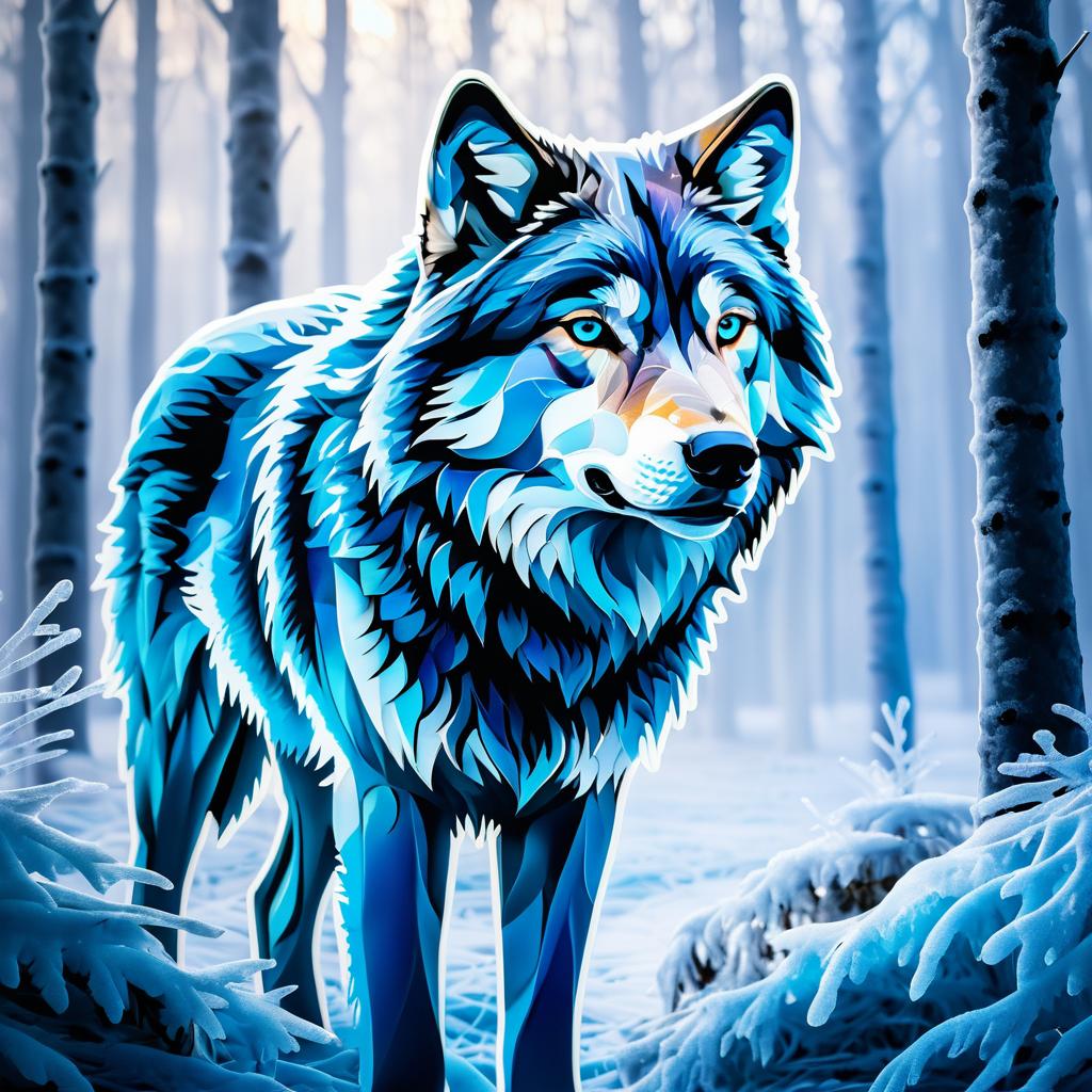 Frostbitten Wolf in Icy Forest Art