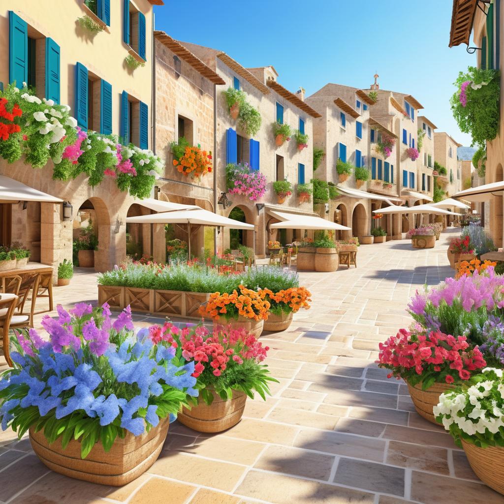 Charming Mediterranean Town Square Scene