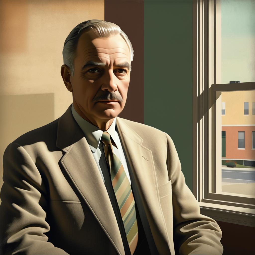 Mature Man Portrait in Hopper Style