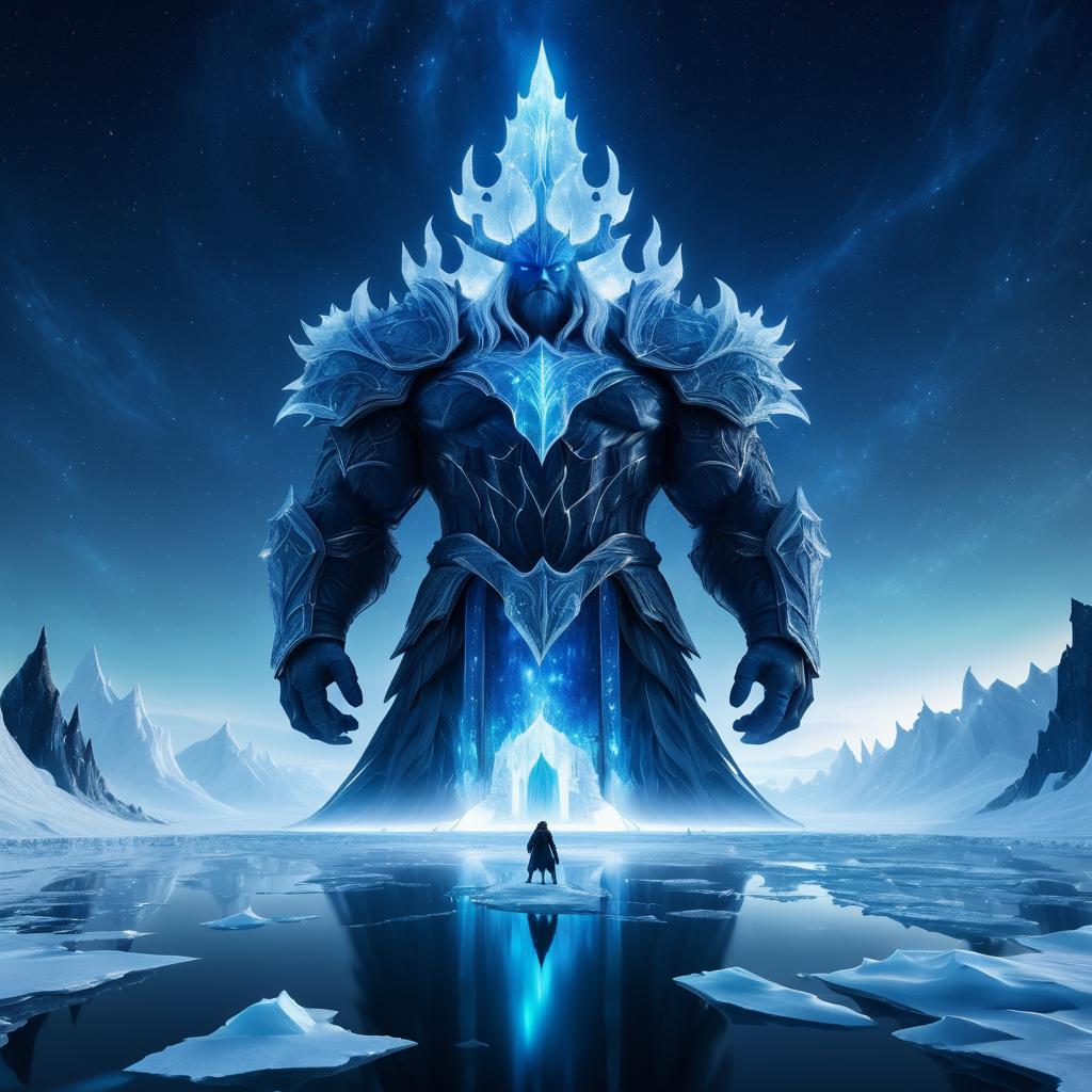 Epic Ice Giant in Norse Fantasy Landscape