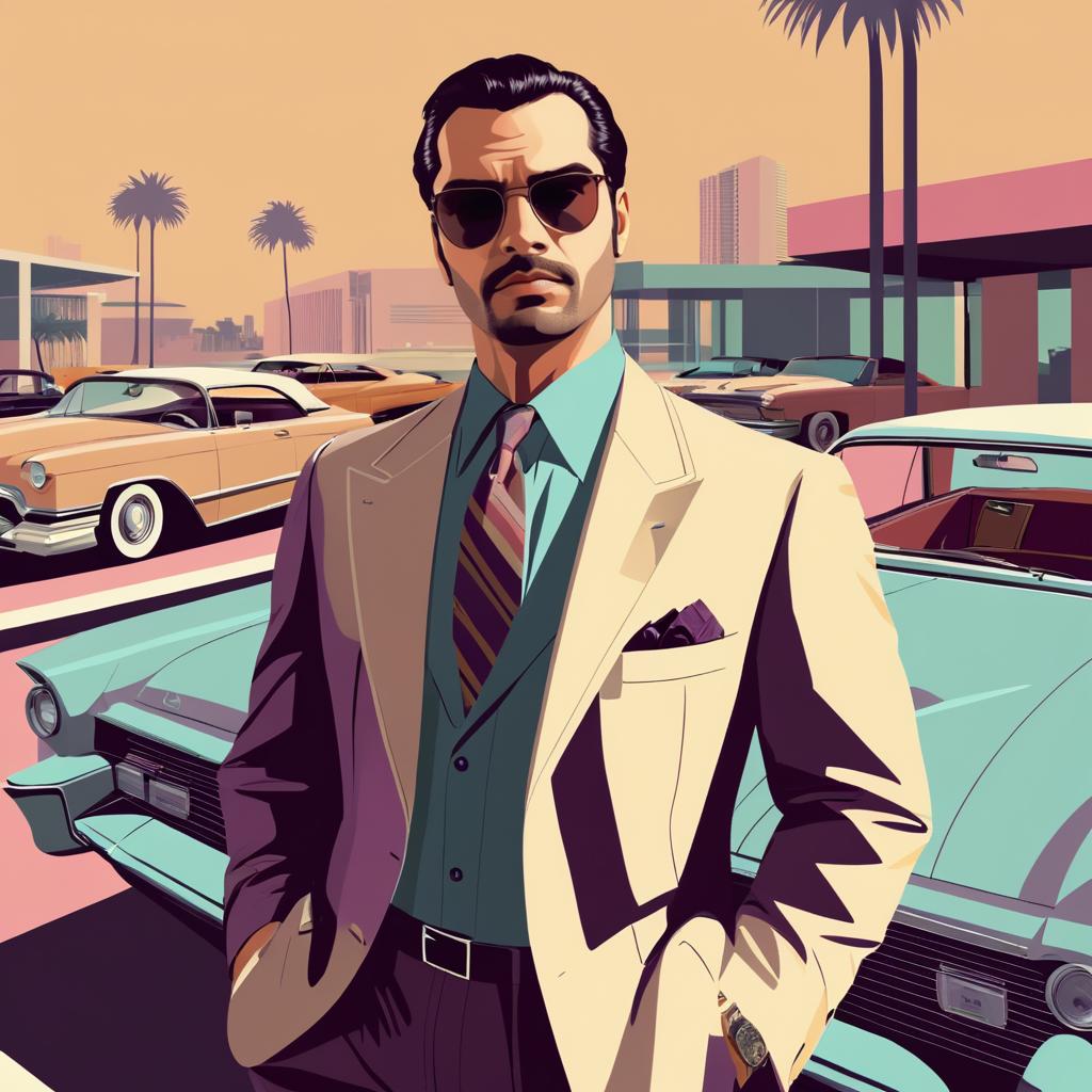 Suave Con Artist in Retro GTA Style