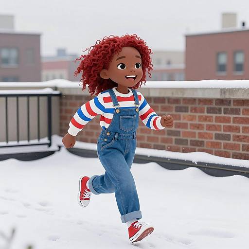 Joyful Winter Run on Rooftop