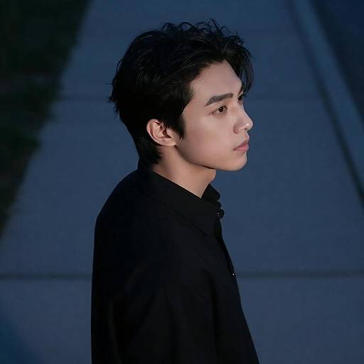 Nighttime Portrait of a Man in Profile