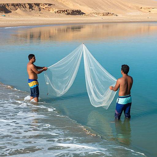 Surreal Fishermen in Turquoise Waters