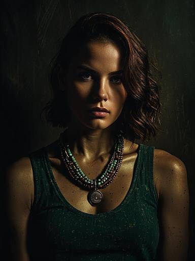 Woman in Tank Top with Chunky Necklace