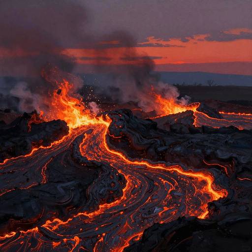 Impressionistic Lava Flow Twilight