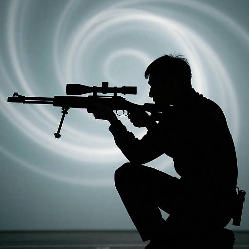 Crouching Marksman in Abstract Light