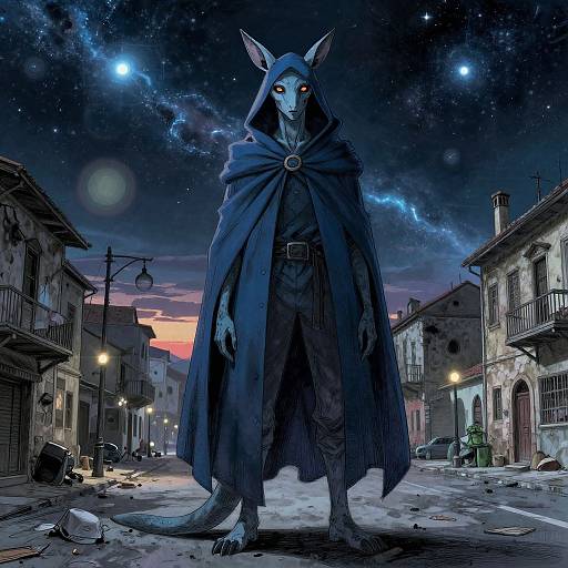 Epic Anime Cloaked Kangaroo at Dusk