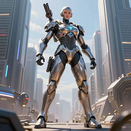 Futuristic Super Soldier in High-Tech Armor