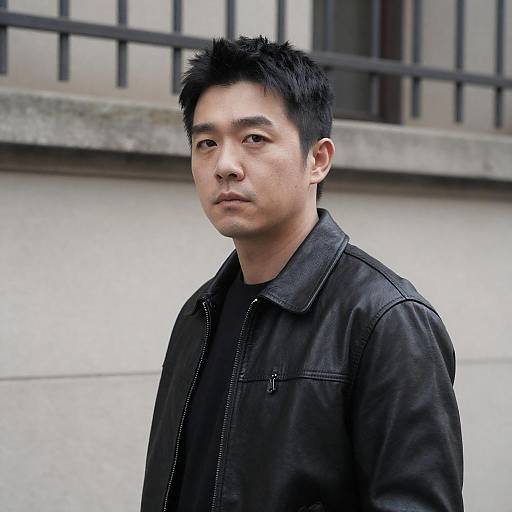 Portrait of an Asian Man in Leather