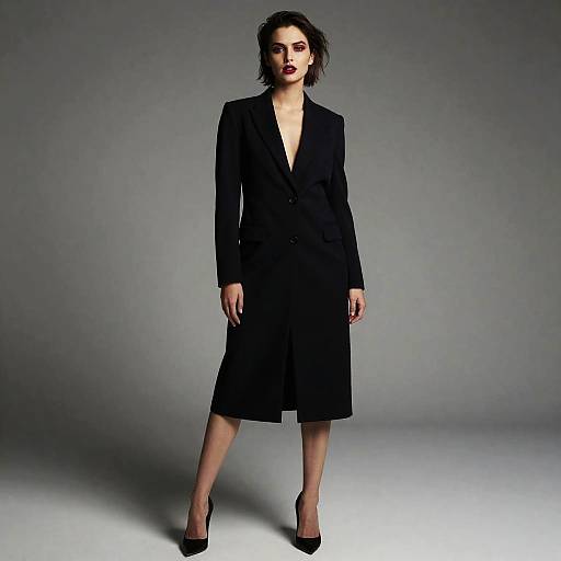 Fashion Model in Black Long Jacket