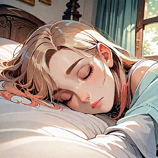 Sleeping Blonde Girl in Sunlight