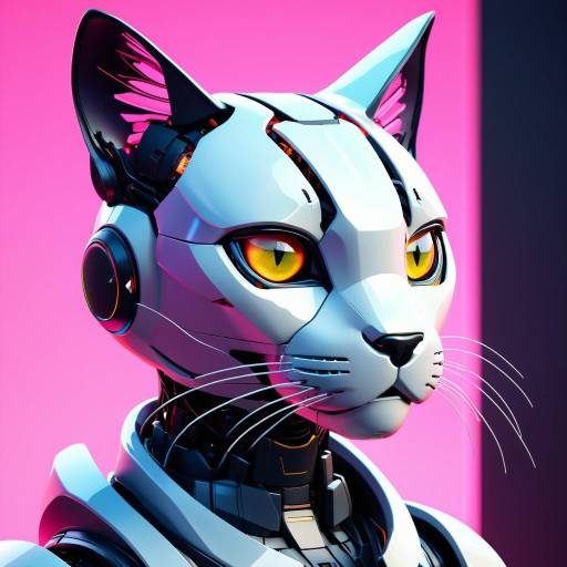 Futuristic Robot Cat Portrait in Neo-Tokyo Futuristic Robot Cat Portrait in Neo-Tokyo
