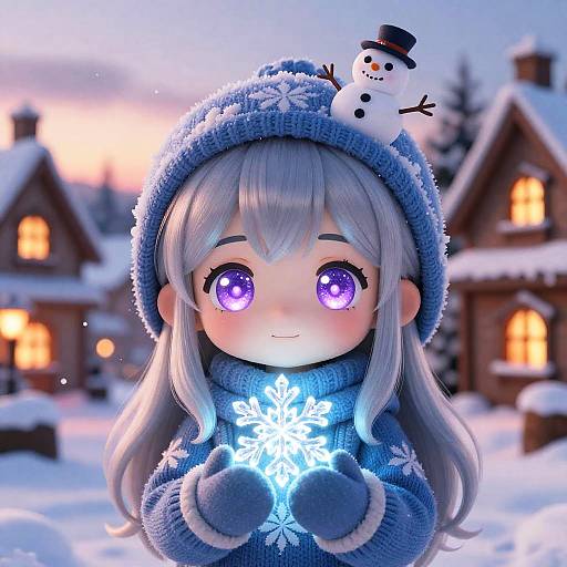 Cozy Chibi Winter Fantasy Scene