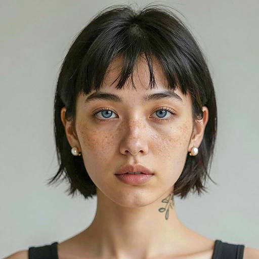 Portrait of Woman with Blue Eyes and Freckles