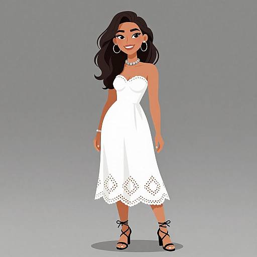 Bohemian Woman in White Lace Dress