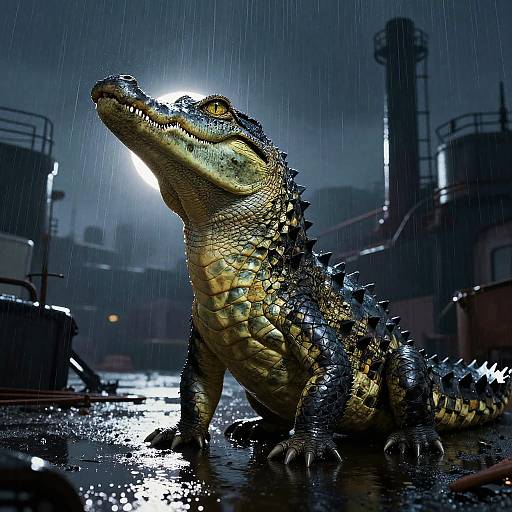 Noir Crocodile at Midnight Docks