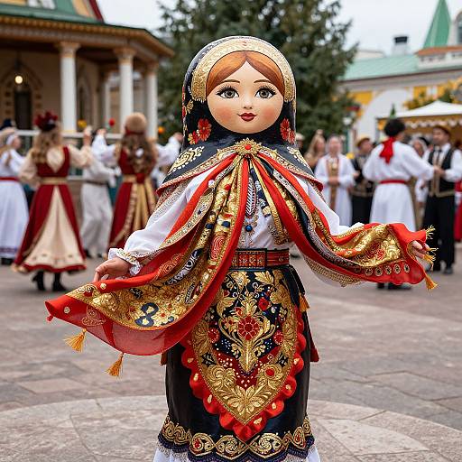 Vibrant Russian Matryoshka Festival Portrait