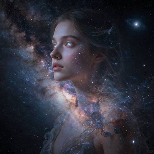 Ethereal Cosmic Portrait with Nebulae