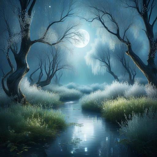 Enchanted Moonlit Forest Scene