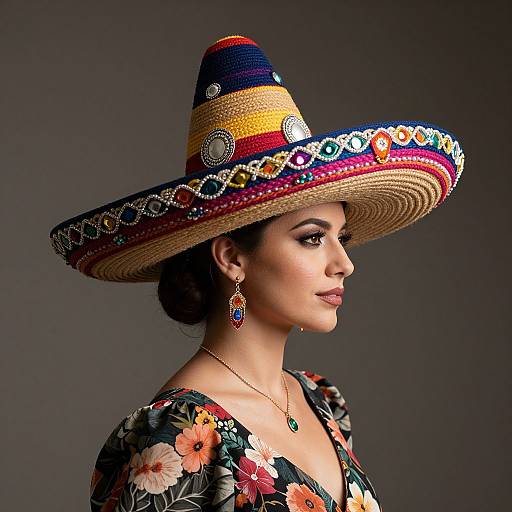Elegant Woman in Vibrant Sombrero