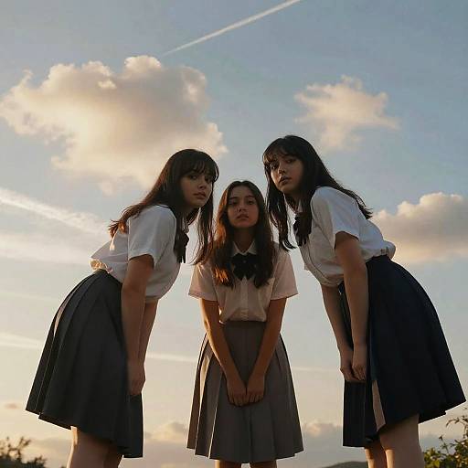 Sunlit Circle: Three Women in Uniforms