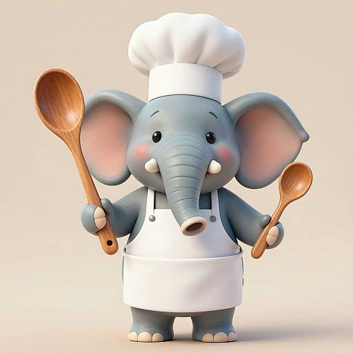 Anthropomorphic Chef Elephant Illustration