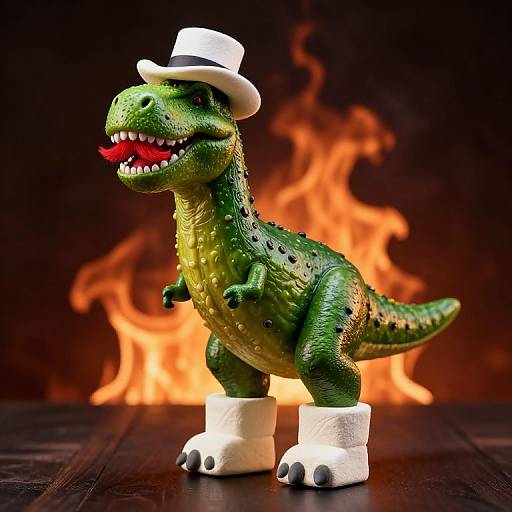 Whimsical T-Rex Pickle Sculpture