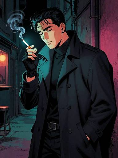 Moody Detective in Neon Alley