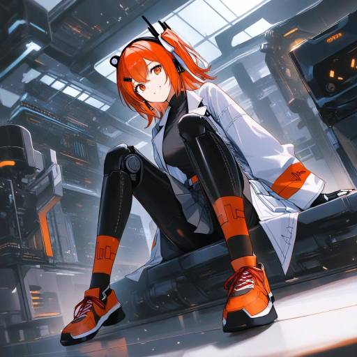 Humanoid Android in Futuristic Laboratory