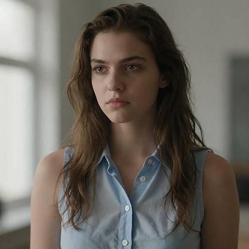 Serious Young Woman in Soft Light