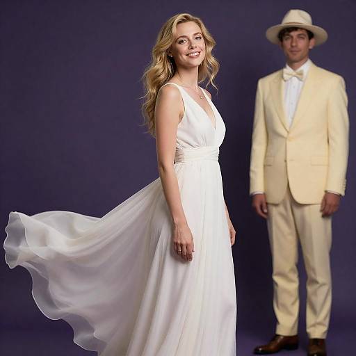 Blonde Woman in White Dress Portrait