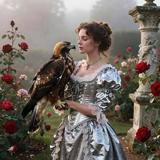 Victorian Noblewoman with Majestic Raptor