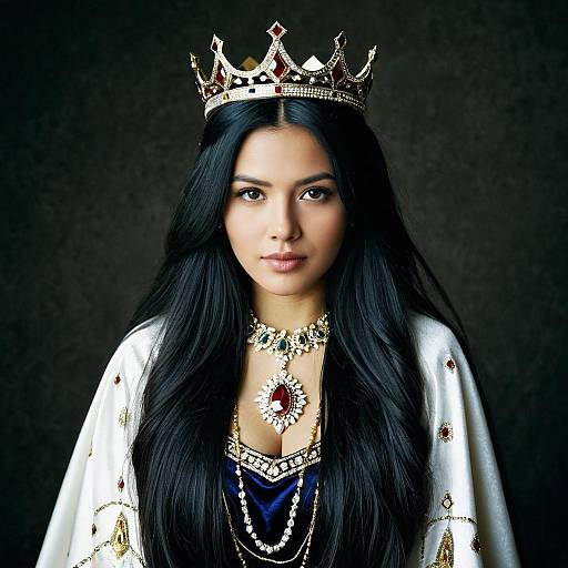 Regal Woman with Crown and Jewelry