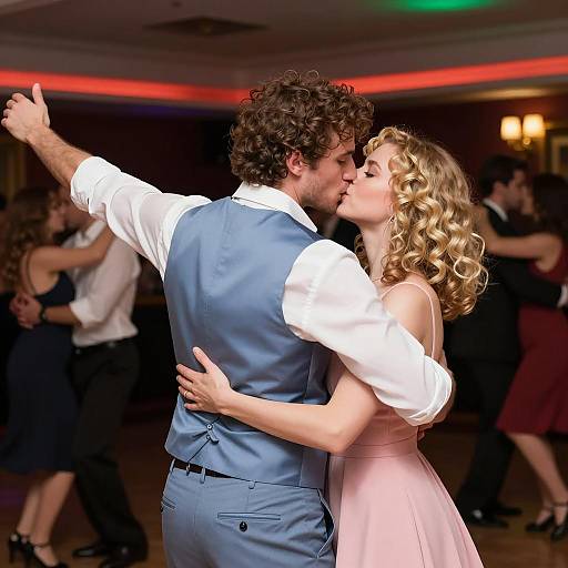 Romantic Dance Club Kiss Moment