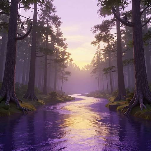 Golden Hour Serene River Landscape