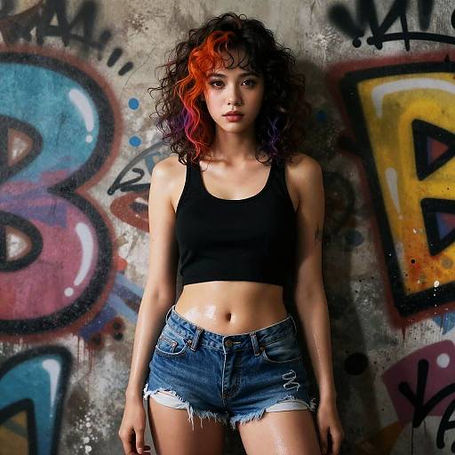 Cinematic Photorealistic Graffiti Girl Portrait