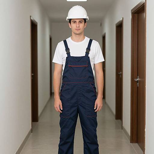 Man in Hard Hat and Overalls