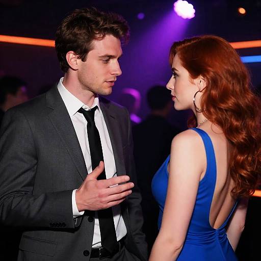 Man and Woman Having Conversation at Nightclub