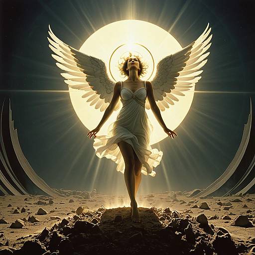 Surreal Angel Emerging with Halo Glow