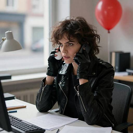 Urban Businesswoman in a Chaotic Office