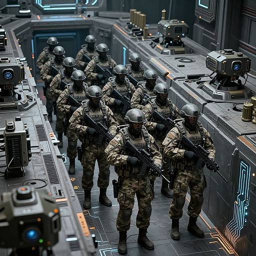 Futuristic AI Army in Trench