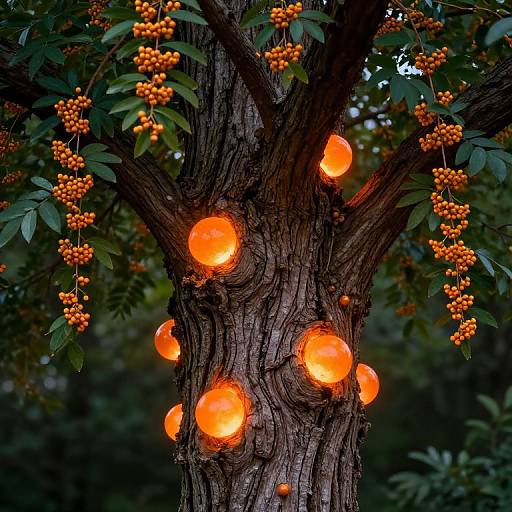 Enchanted Glowing Tree with Orbs